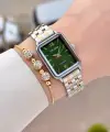 Kadranı Yeşil Gold Gümüş Renk Kadın Kol Saati ve Bileklik
