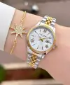Gold Gümüş Renk 30 mm Kadın Kol Saati ve Bileklik