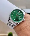 Kadranı Yeşil Kordonu Gümüş Renk 40 mm Erkek Kol Saati