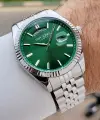 Kadranı Yeşil Kordonu Gümüş Renk 40 mm Erkek Kol Saati