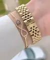 Gold Renk 30 mm Kadın Kol Saati ve Bileklik
