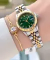 Kadranı Yeşil Gold Gümüş Renk 25 Mm Kadın Kol Saati ve Bileklik
