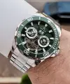 Kadranı Yeşil Kordonu Gümüş Renk Otomatik Takvimli Hediye Paketli Erkek Kol Saati