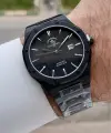 Siyah Renk 41 mm Renk Atmaz Oksitlenmez Çelik Erkek Kol Saati