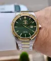 Kadranı Yeşil Kordonu Gold Gümüş Renk 41 mm Renk Atmaz Oksitlenmez Çelik Erkek Kol Saati
