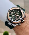 Kasası Gümüş Kordonu Yeşil Renk 45 mm Renk Atmaz Çelik Kasa Erkek Kol Saati