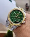 Kadranı Yeşil Kordonu Gold Gümüş Renk 41 mm Renk Atmaz Oksitlenmez Çelik Erkek Kol Saati