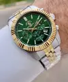 Kadranı Yeşil Kordonu Gold Gümüş Renk 41 mm Renk Atmaz Oksitlenmez Çelik Erkek Kol Saati
