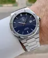 Kadranı Lacivert Kordonu Gümüş Renk 41 mm Renk Atmaz Oksitlenmez Çelik Erkek Kol Saati