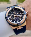 Kasası Rose Kordonu Lacivert Renk 45 mm Renk Atmaz Çelik Kasa Erkek Kol Saati