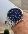Kadranı Lacivert Kordonu Gümüş Renk 40 mm Erkek Kol Saati