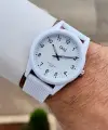 Beyaz Renk 40 Mm Su Geçirmez Rakamlı Erkek Kol Saati