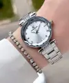 Gümüş Renk Kesme Camlı Kadın Kol Saati Ve Bileklik