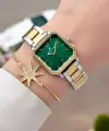 Kadranı Yeşil Kordonu Gold Gümüş Renk 26 mm Kadın Kol Saati ve Bileklik