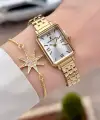 Gold Renk Kadın Kol Saati Ve Bileklik