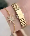 Gold Renk Kadın Kol Saati Ve Bileklik