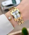 Gold Renk 24 Mm Zincirli Kadın Kol Saati ve Hediye Bileklik
