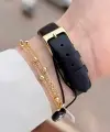 Kasası Gold Kordonu Siyah Renk Kadın Kol Saati ve Bileklik