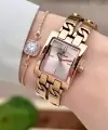 Rose Renk 24 Mm Zincirli Kadın Kol Saati ve Hediye Bileklik