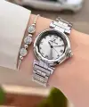 Gümüş Renk 30 Mm Kristal Cam Kadın Kol Saati ve Hediye Bileklik