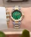 Kadranı Yeşil Kordonu Gold Gümüş Renk 30 Mm Kadın Kol Saati ve Bileklik