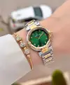Kadranı Yeşil Kordonu Gold Gümüş Renk 30 Mm Kadın Kol Saati ve Bileklik