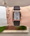 Kasası Rose Kordonu Kahverengi Renk Kadın Kol Saati ve Bileklik