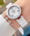 Kasası Rose Kordonu Beyaz Renk 32 mm Seramik Kadın Kol Saati ve Bileklik