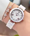 Kasası Rose Kordonu Beyaz Renk 32 mm Seramik Kadın Kol Saati ve Bileklik
