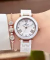 Kasası Rose Kordonu Beyaz Renk 32 mm Seramik Kadın Kol Saati ve Bileklik