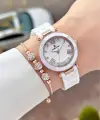Kasası Rose Kordonu Beyaz Renk 32 mm Seramik Kadın Kol Saati ve Bileklik