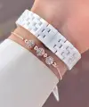 Kasası Rose Kordonu Beyaz Renk 32 mm Seramik Kadın Kol Saati ve Bileklik
