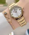 Gold Renk 30 Mm Kadın Kol Saati ve Hediye Bileklik