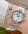 Gümüş Renk 30 Mm Kadın Kol Saati ve Hediye Bileklik