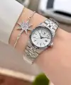 Gümüş Renk 26 Mm Tam Çelik 5 ATM Su Geçirmez Kadın Kol Saati ve Bileklik