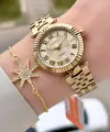 Gold Renk 35 Mm Hediye Paketli Kadın Kol Saati ve Bileklik