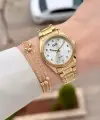 Gold Renk 30 Mm Kadın Kol Saati ve Hediye Bileklik