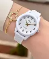 Beyaz Renk Su Geçirmez 32 Mm Rakamlı Kadın Kol Saati ve Hediye Bileklik
