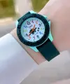 Yeşil Renk 35 Mm Dinazor Figürlü Su Geçirmez Rakamlı Çoçuk Kol Saati