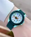 Yeşil Renk 35 Mm Dinazor Figürlü Su Geçirmez Rakamlı Çoçuk Kol Saati