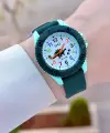 Yeşil Renk 35 Mm Dinazor Figürlü Su Geçirmez Rakamlı Çoçuk Kol Saati