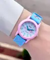 Pembe Açık Mavi Renk 30 Mm Kedi Figürlü Su Geçirmez Rakamlı Çoçuk Kol Saati