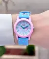 Pembe Açık Mavi Renk 30 Mm Kedi Figürlü Su Geçirmez Rakamlı Çoçuk Kol Saati