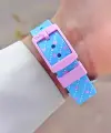 Pembe Açık Mavi Renk 30 Mm Kedi Figürlü Su Geçirmez Rakamlı Çoçuk Kol Saati