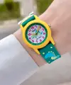 Sarı Yeşil Renk 32 Mm Dinazor Figürlü Su Geçirmez Rakamlı Çoçuk Kol Saati