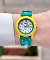Sarı Yeşil Renk 32 Mm Dinazor Figürlü Su Geçirmez Rakamlı Çoçuk Kol Saati
