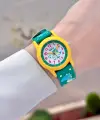 Sarı Yeşil Renk 32 Mm Dinazor Figürlü Su Geçirmez Rakamlı Çoçuk Kol Saati