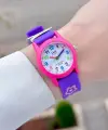 Pembe Mor Renk 30 Mm Çiçek Figürlü Su Geçirmez Rakamlı Çoçuk Kol Saati