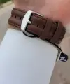 Kasası Gümüş Kordonu Kahverengi Renk 42 mm Takvimli Erkek Kol Saati