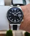 Siyah Gümüş Renk 40 mm Kristal Cam Çelik Metaryel Erkek Kol Saati